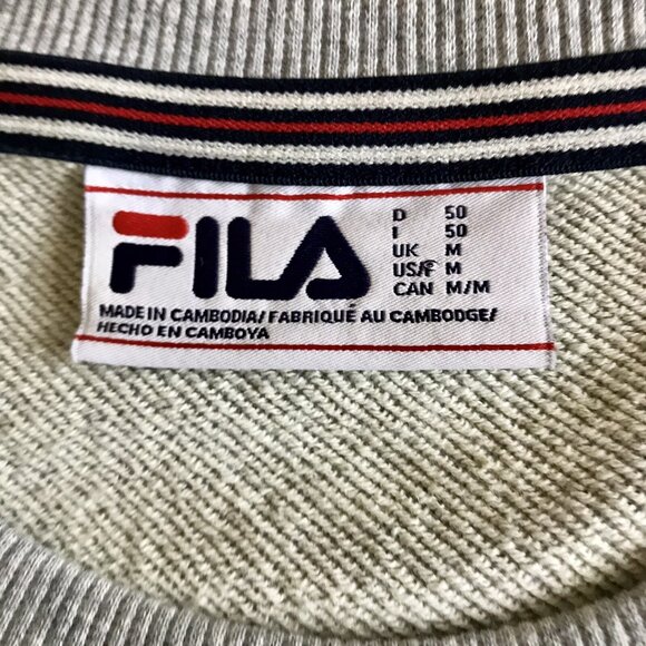 Fila Men Sweatshirt Size Medium Gray 100%‎ Cotton Logo Long Sleeve Crew Neck - Picture 7 of 9